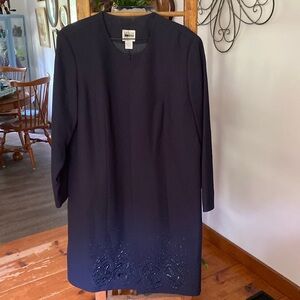 Navy blue embroidered beaded dress jacket